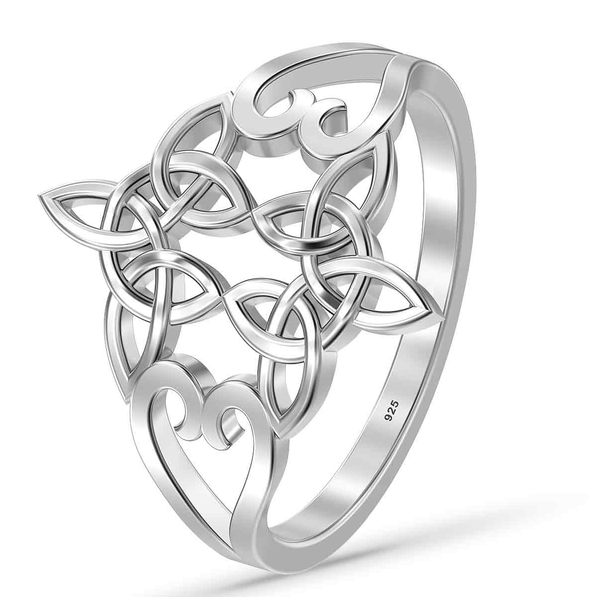 LeCalla925 Sterling Silver Ring Celtic Knot Heart Cross High Polish Eternity Band Stackable Rings for Women