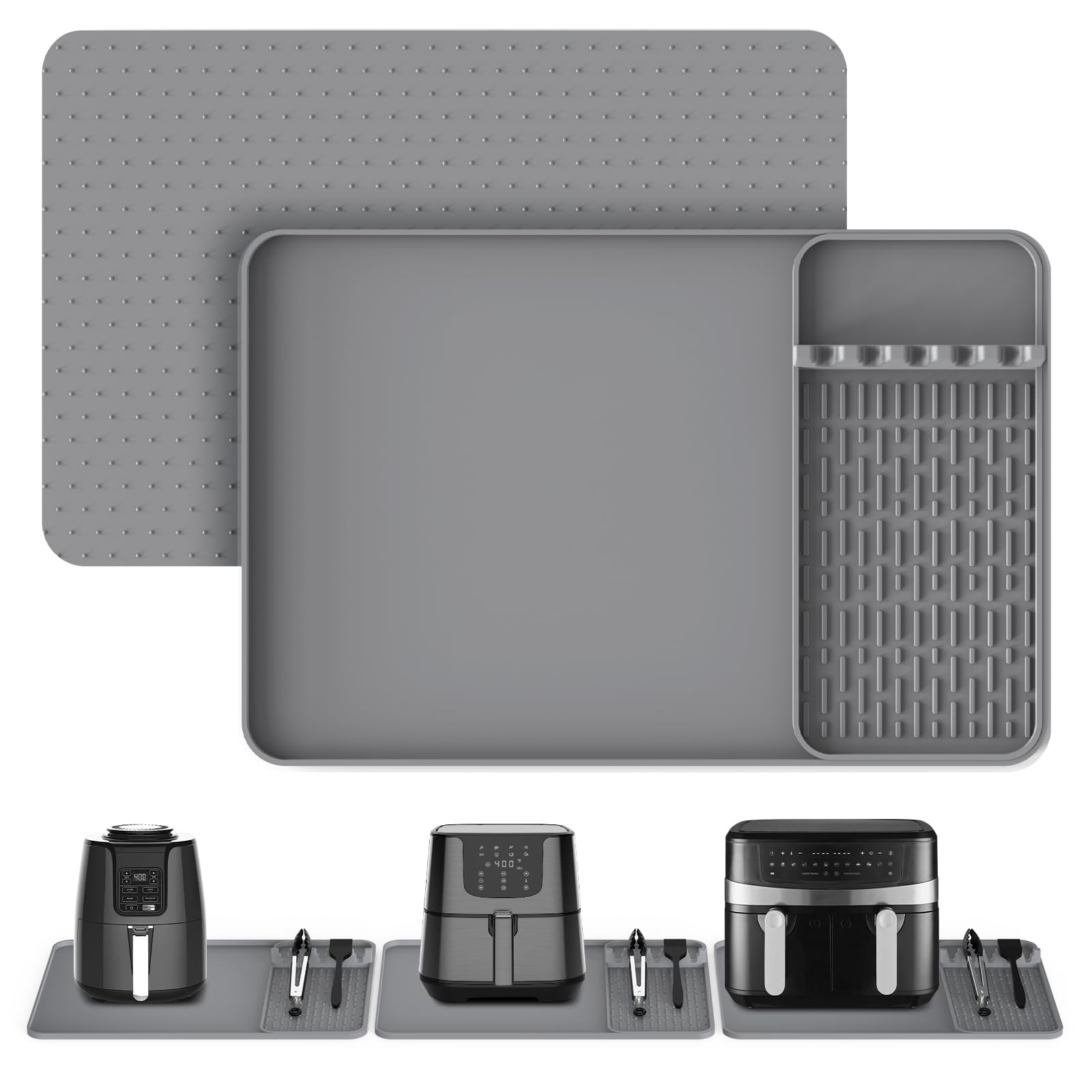 Photo 1 of Silicone Heat Resistant Mats for Countertop,24x16 Inch Air Fryer Mat with Kitchen Accessories Holder Pad for Microwave/Oven,Compatible with Ninja/Cosori/Chefman/Toshiba,Kitchen Countertop Protector
