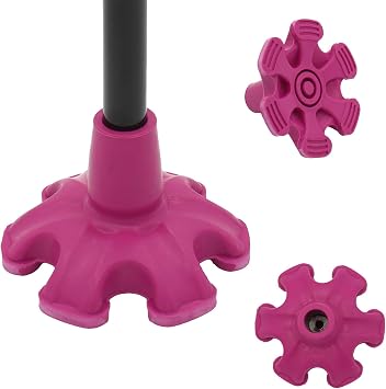 Walking Stick Ferrules, Walking Stick Rubber Ends, Walking Stick Accessories - 6 Point Self-Standing Cane Ferrules for Enhanced Stability and Safety 115 * 75 * 19mm, Pink