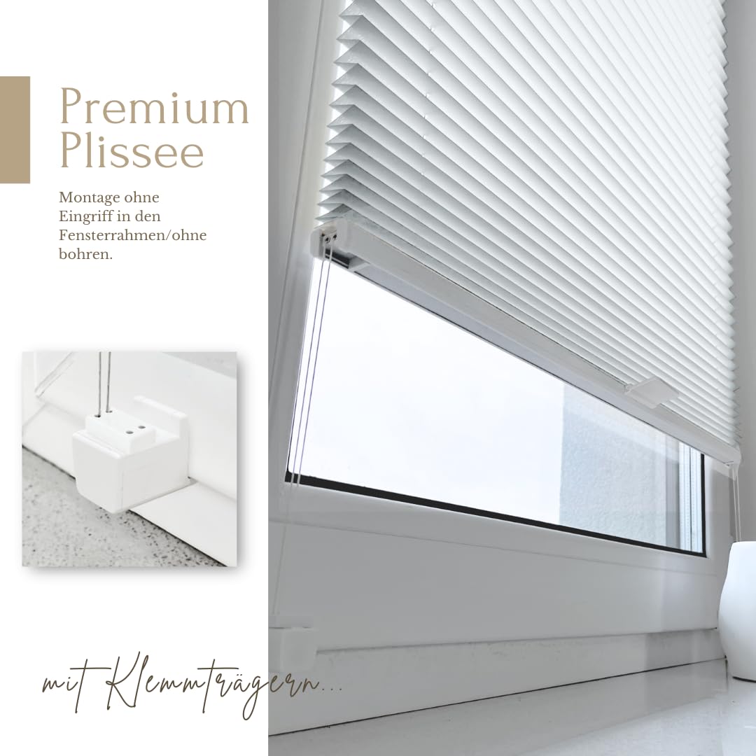 Home-Vision Premium Faltrollo Plissee ohne Bohren mit Klemmfix Lichtdurchlässig Rollo innen (Weiß B60 x H120cm) Easyfix Klemmträger Verdunklung Blickdicht Sonnenschutz Jalousie für Fenster & Tür