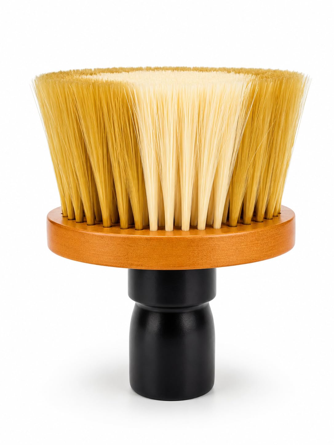 luxury creation professional barber neck duster brush | soft nylon bristles | wooden base with ergonomic black handle | hair cutting & styling salon tool