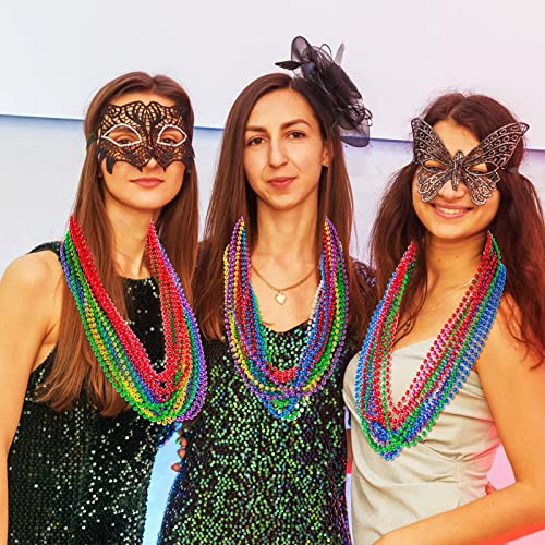 image for Garma 144 Pcs Mardi Gras Beads Bulk, 33 Inch 7mm Assorted Colors Carni