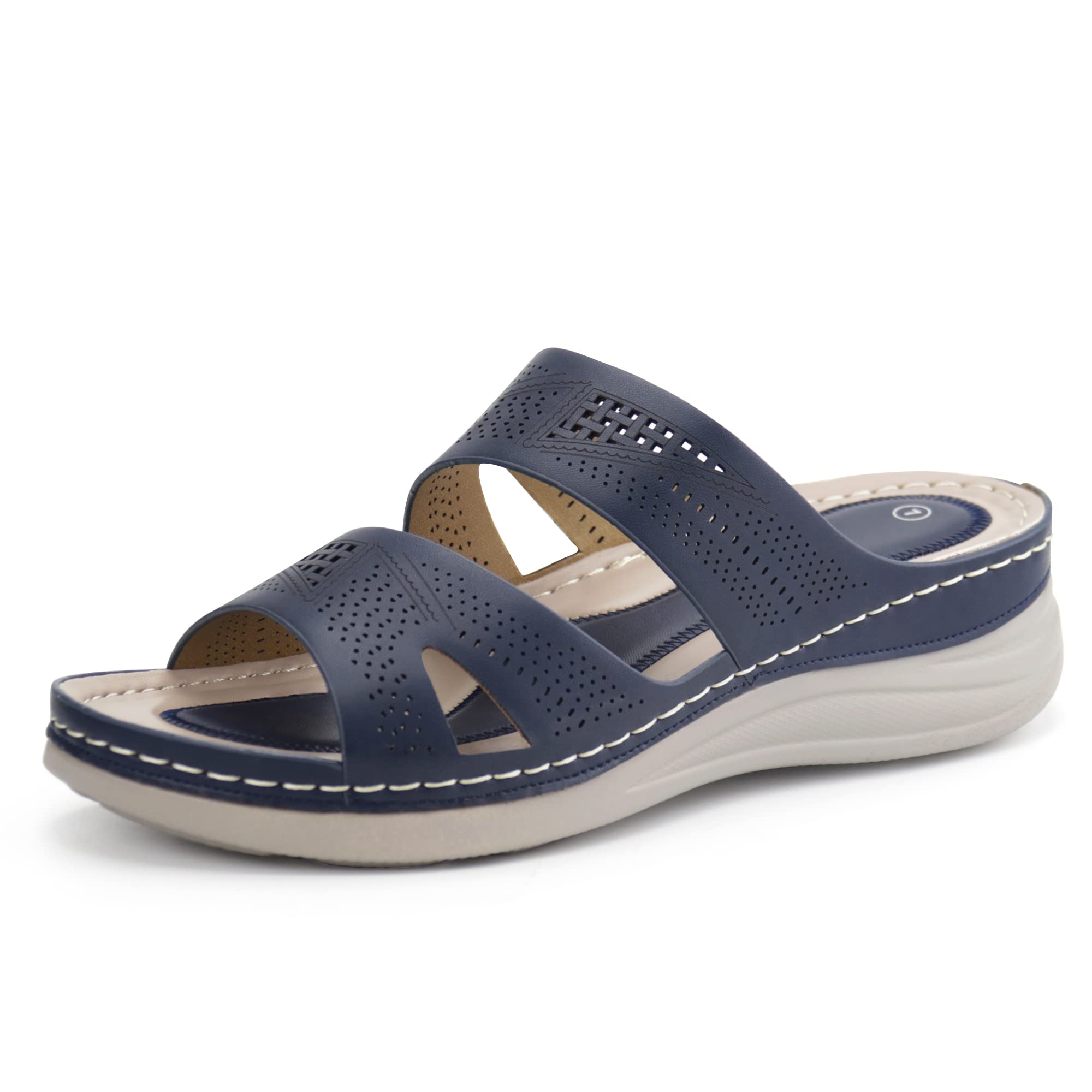 starmerx Womens Slide Sandals Comfort Wedge Open Toe Platform Sandals