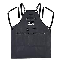Vista 3 de StyleCraft Delantal de peluquería profesional resistente al agua con correa trasera cruzada y bolsillos