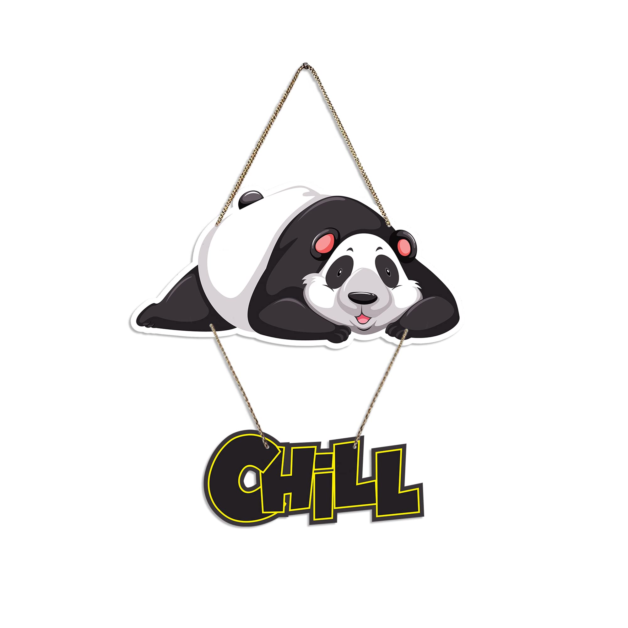 Artvibes Chill Panda Printed Wooden Wall Hangers Decorative Items with Quotes for Home Decor | Office | Gifts | Livingroom, Bedroom | Modern Designer Decoration Artworks Hangings (WH_5714N)