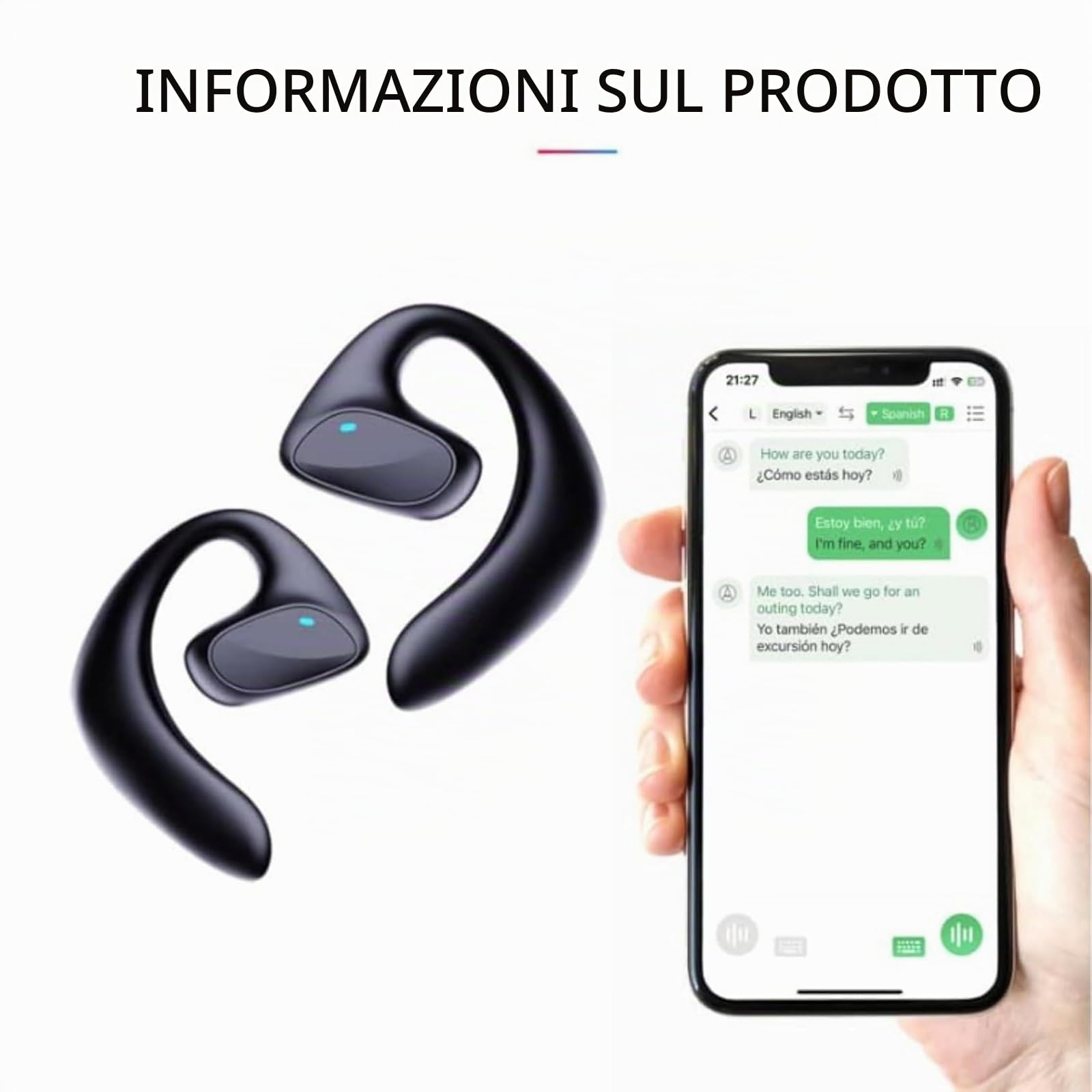 Meacode Traduttore, Meacode Ai Translation Earbuds, Cuffie Traduzione Simultanea, Auricolari Traduttore Simultaneo, 144 Lingue, Funzione Offline, Ideali Per Viaggi/Affari/Apprendimento(Nero)