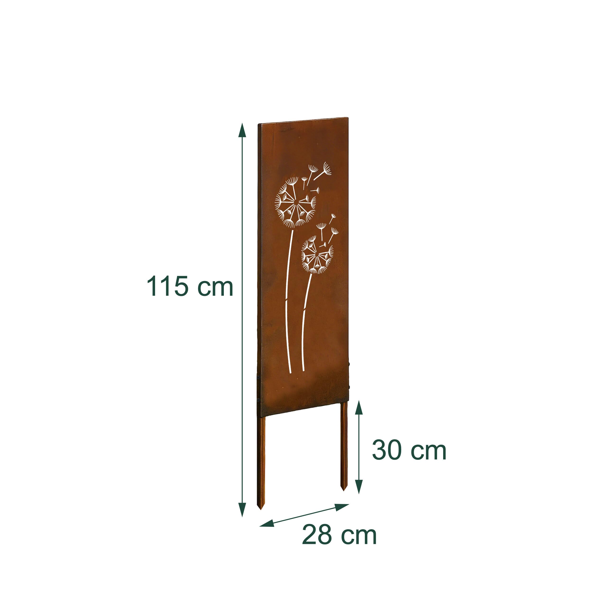 Relaxdays Decorazione da Giardino Effetto ruggine, soffione, 85 x 28 cm, con paletto in Ferro