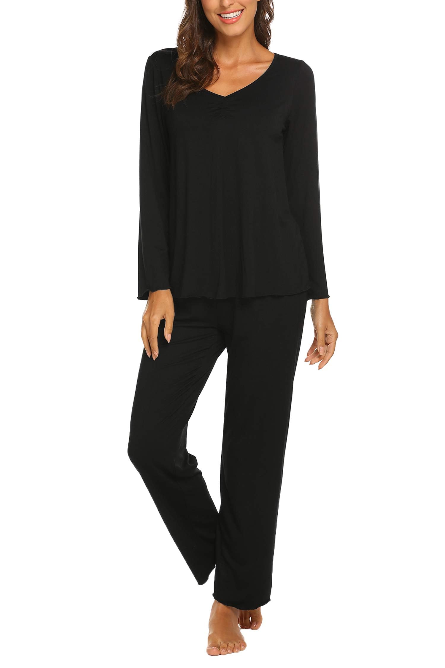 MAXMODA Pigiama Donna Pigiami Due Pezzi Maglietta Manica Lunga e Pantalone Lungo S-XXL