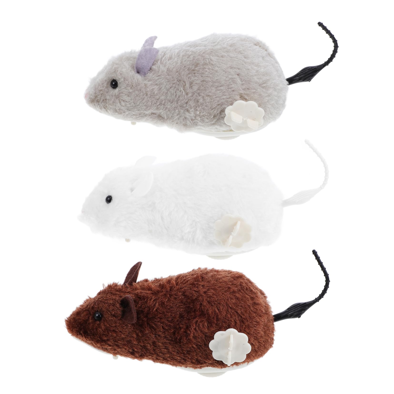 Hemoton 3Pcs Wind Up Mouse for Cats Realistic Plush Mice with Interactive Movement Safe Materials for Engaging Indoor Play Encourages Natural Hunting Instincts