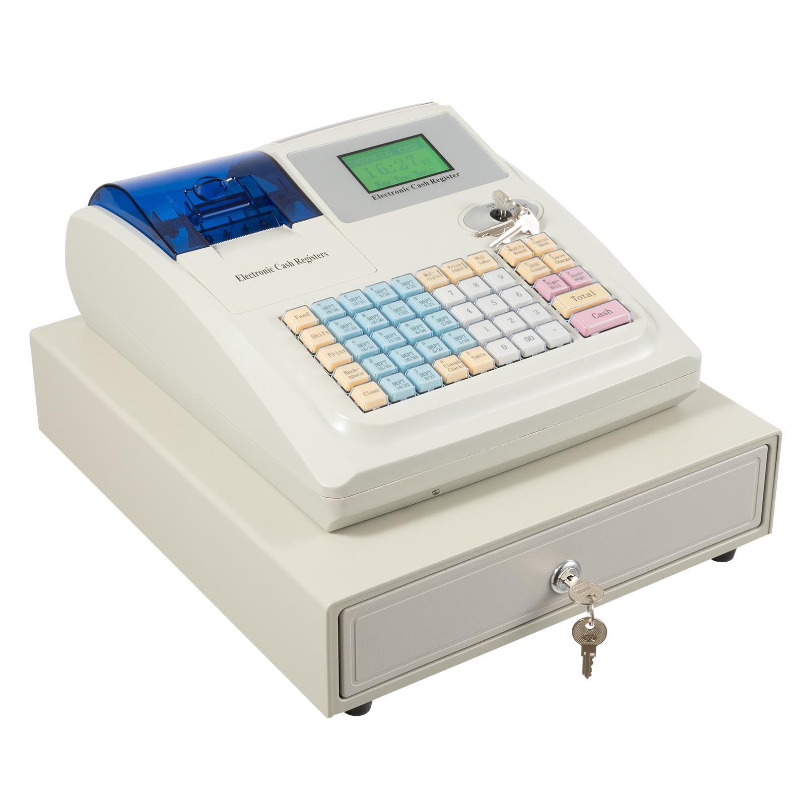 Electronic Cash Register,POS Casher Thermal Printing Electronic,48 Keys Cash Register with Receipt and Journal Printers,Cash Register for Small Business,Retailer,Supermarket,Grocery,Convenience