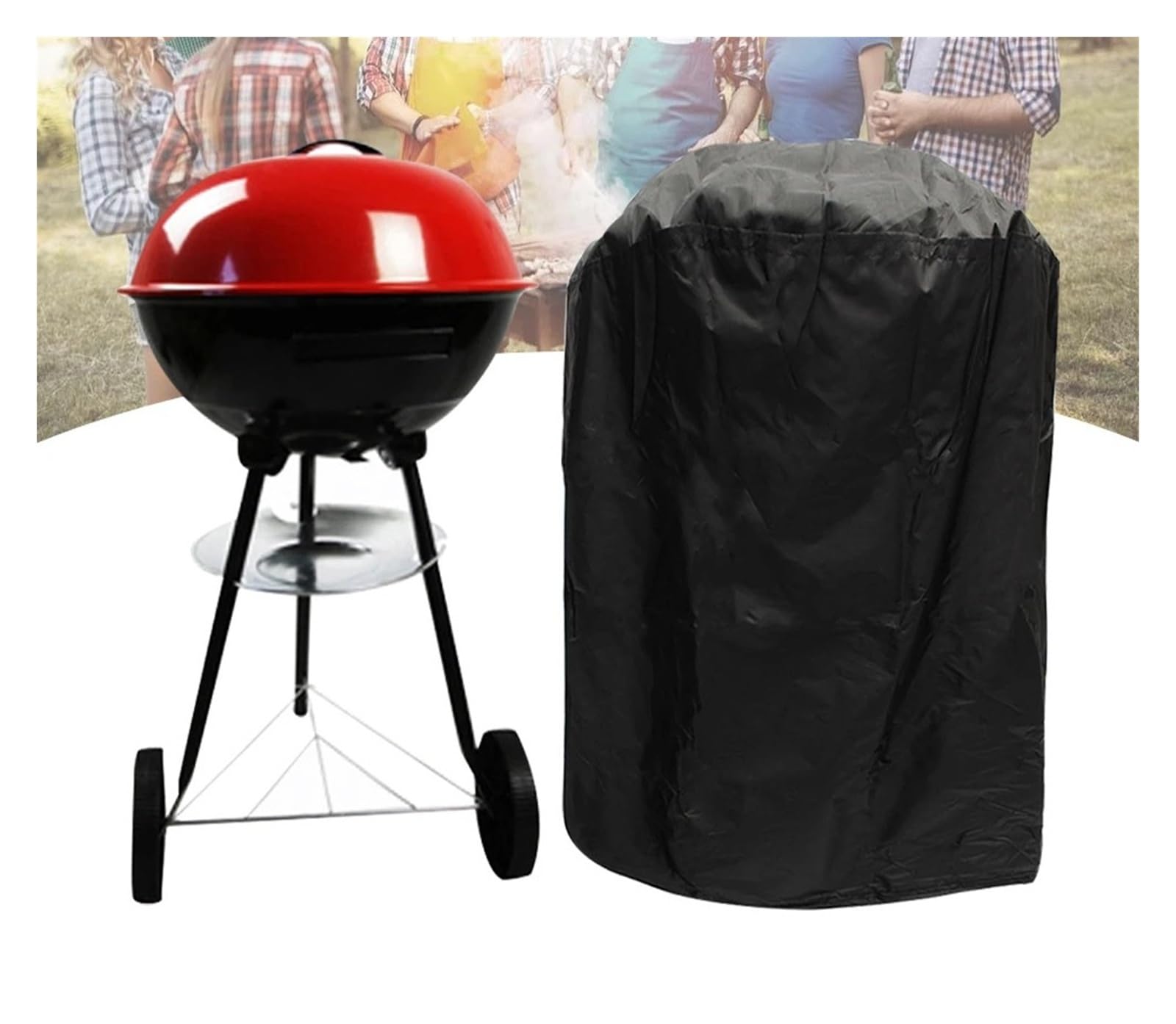 Copertura Impermeabile Nera for Barbecue, Accessori Rotondi, Copertura griglia, Antipolvere, Pioggia, Elettrico a Gas e Carbone