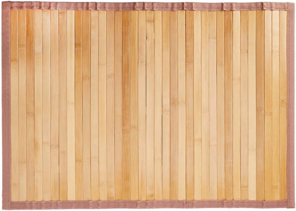 iDesign Bamboo Floor Mat Non-Skid, Water-Resistant Runner Rug for Bathroom, Kitchen, Entryway, Hallway, Office, Mudroom, Vanity, Natural, Small