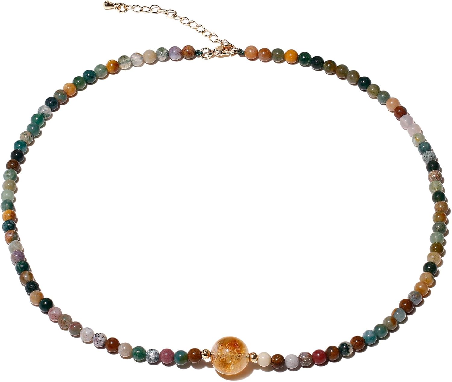 Spiritual Crystals and Stones Beaded Necklace Citrine Necklaces for Women Wealth Balance Adjustable Birthstone Jewelry Choker