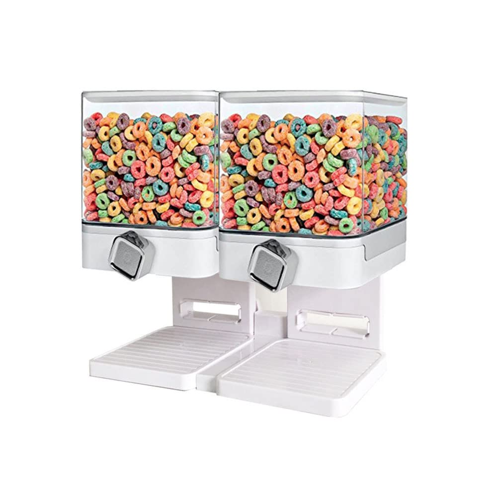 Dispensador de cereales doble recipiente de almacenamiento de alimentos secos con soporte