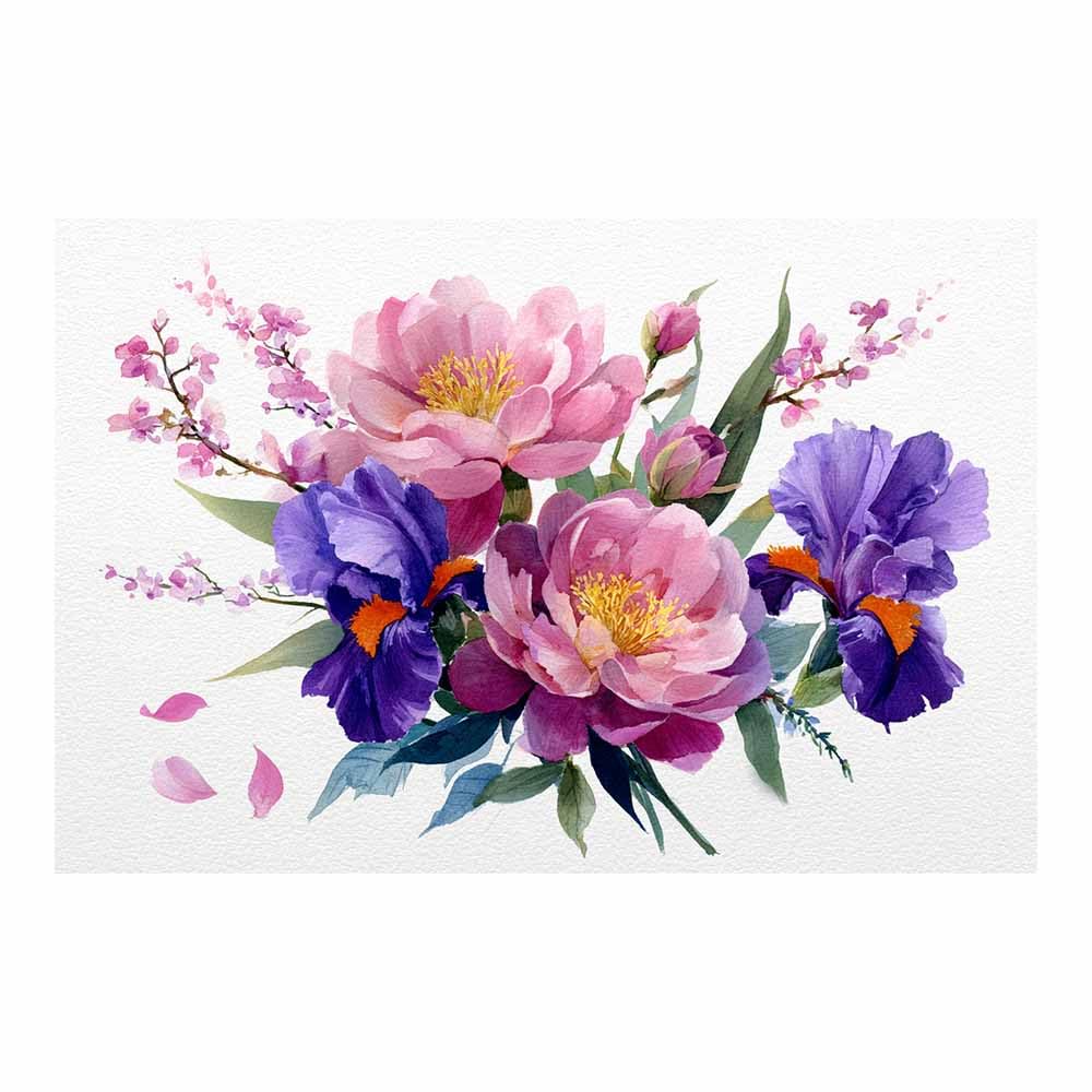 Xeniou Multicolor Flowers Canvas Watercolor Floral Bouquet Canvas Wall Art, For Bedroom Bathroom Living Room Home Wall Decor(Multicolor)-80X120cm Unframed