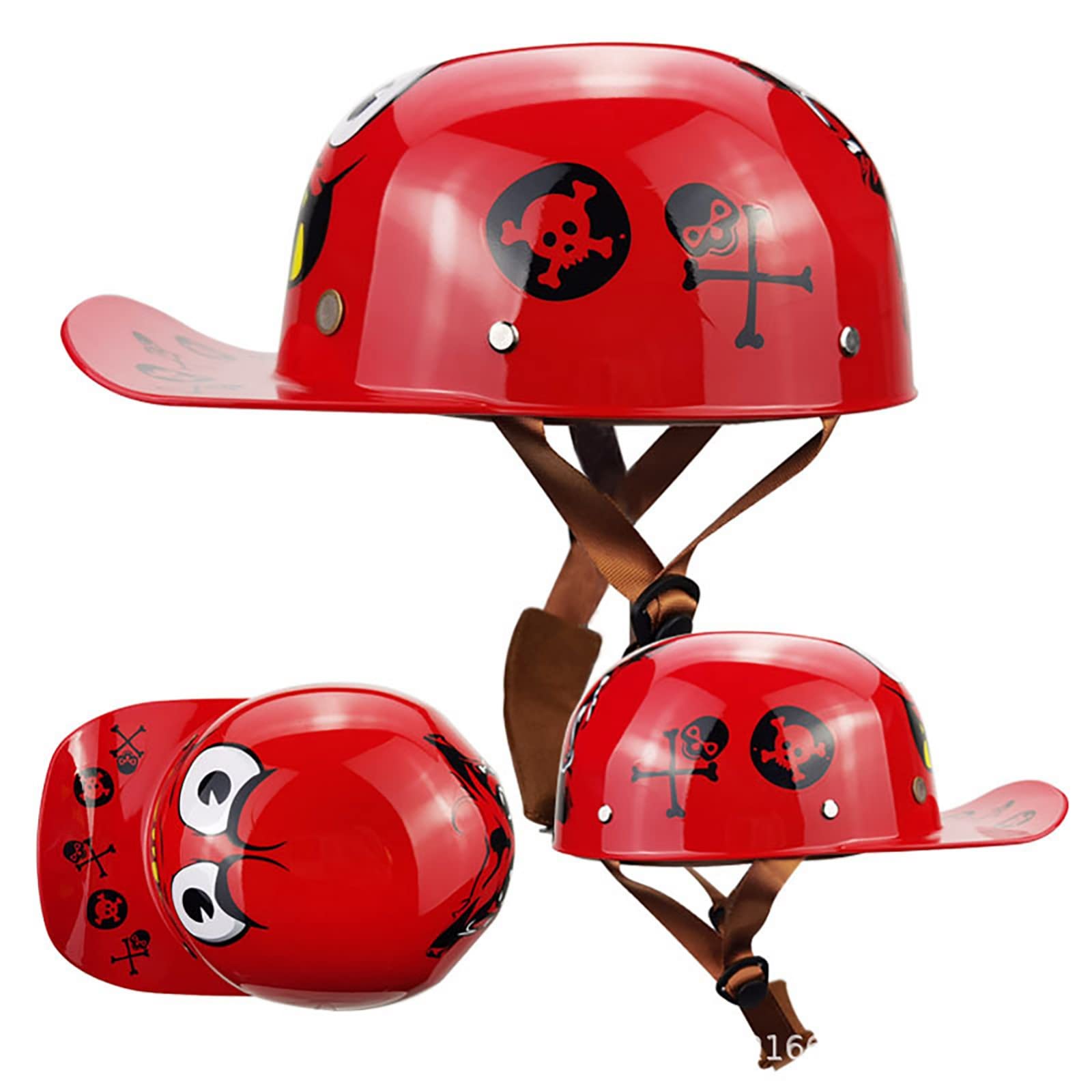 Adult Motorcycle Helmet Fashion Baseball Cap Modeling for Men and Women, DOT Certified for Scooter Moped Baseball Cap Men and Women Street Cruiser Helmet B,XXL=61~62CM