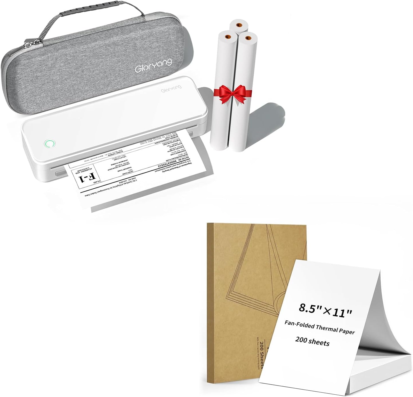 Printer & 3 Rolls Paper & 200 Sheets Fan-Fold Paper & Carry Case