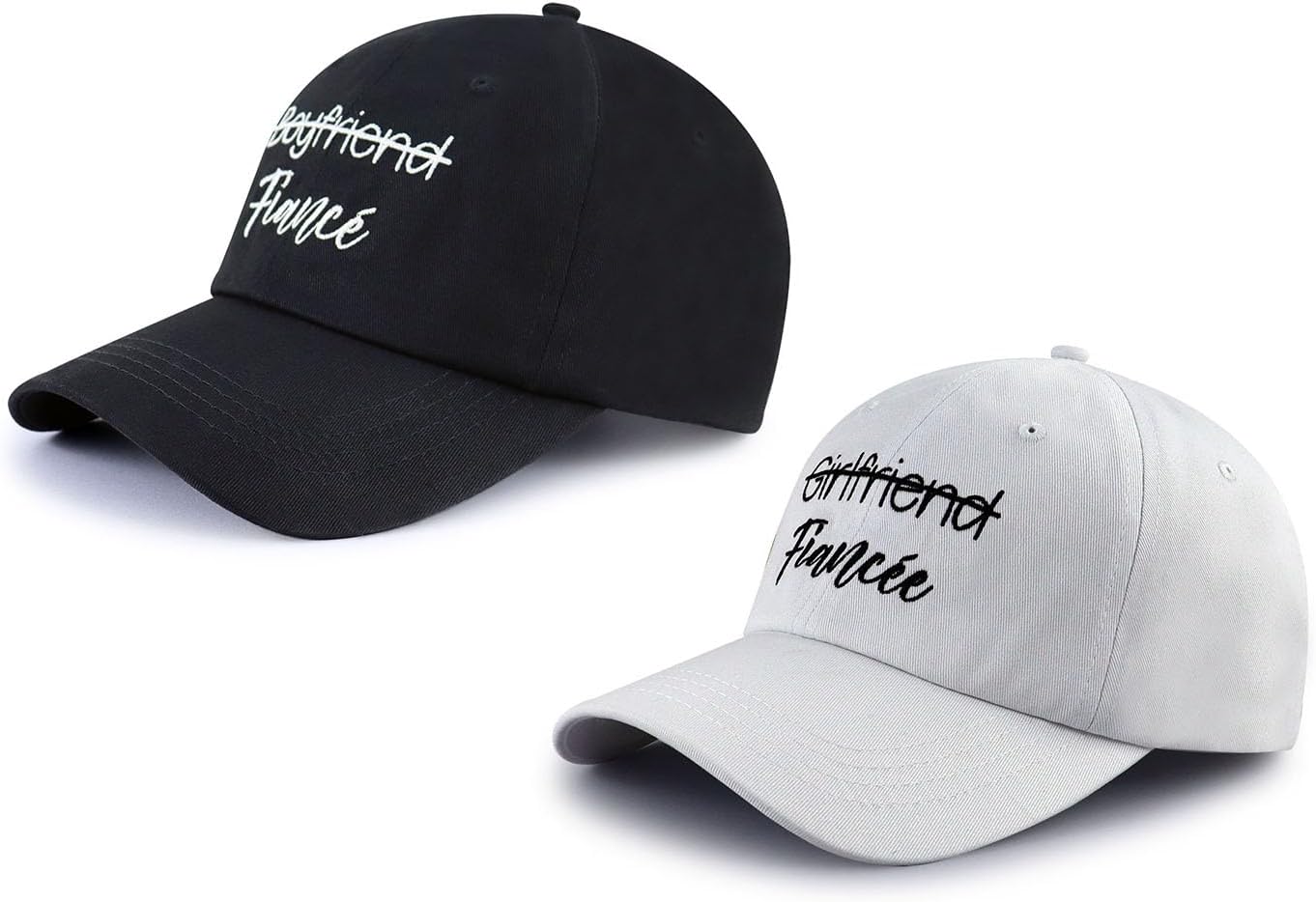 Fiance and Fiancee Hats for Men Women, Adjustable Embroidered Couples Baseball Cap
