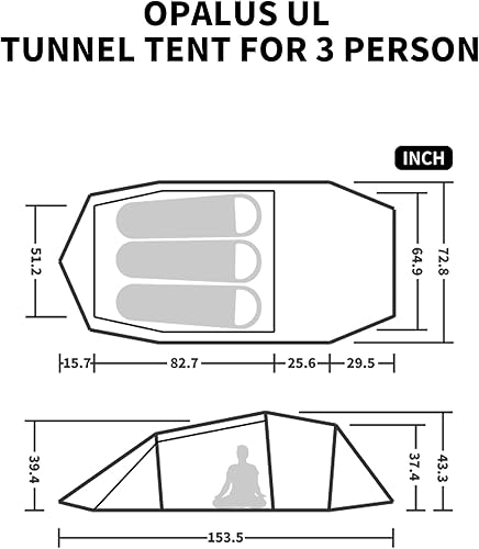 Miniatura 2 de Naturehike Opalus UL 4 Season Tents for Camping, Windproof 2-3 Person Winter Camping Tent, Double Layer Cold Weather Tunnel Tent with Vestibule