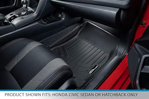 Miniatura 3 de SMARTLINER Juego de alfombrillas de suelo de ajuste personalizado de 2 filas color negro para Honda Civic Sedan o Hatchback 2016-2021