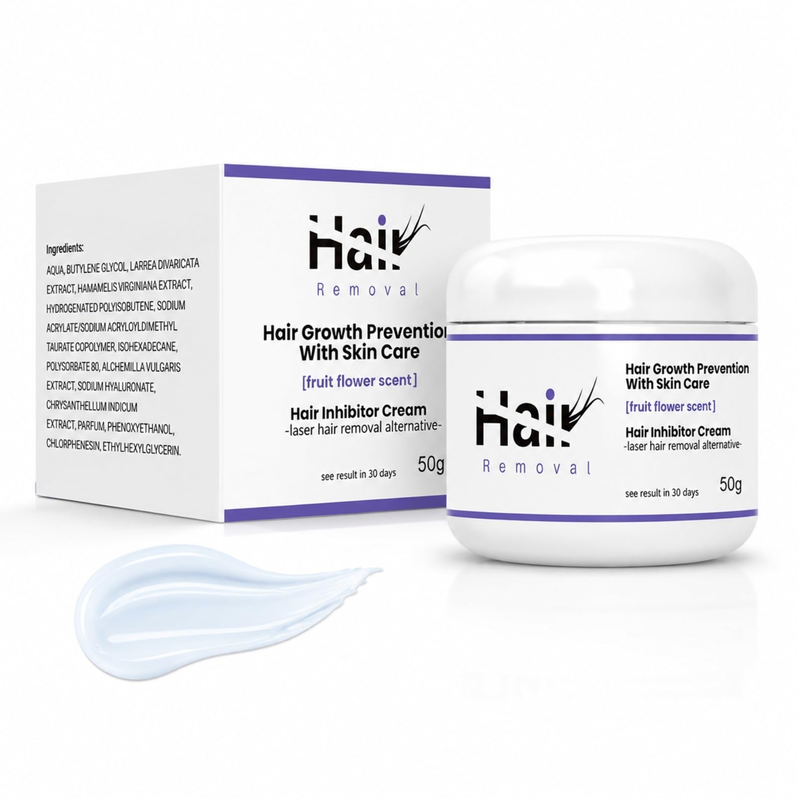 Hair inhibitor Cream, Hair Growth Inhibitor for Women Face, Get Rid of Chin Hair, Hair Removal Serum for Arm, Legs, All Body, Unscented, Cream, Natural Plant Extract, Unisex, 50g / 1.7 Fl Oz