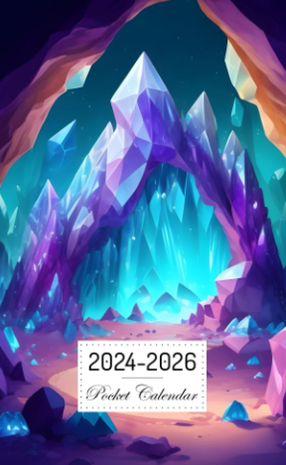 Pocket Calendar 2024-2026: Two-Year Monthly Planner for Purse , 36 Months from January 2024 to December 2026 | Crystal cave | Dazzling gemstones and crystals
