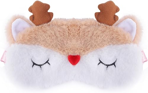 JRINYE Linda máscara de felpa para dormir, máscara de ojos con letra de amor, máscara para dormir con correa elástica, cubierta suave y esponjosa,