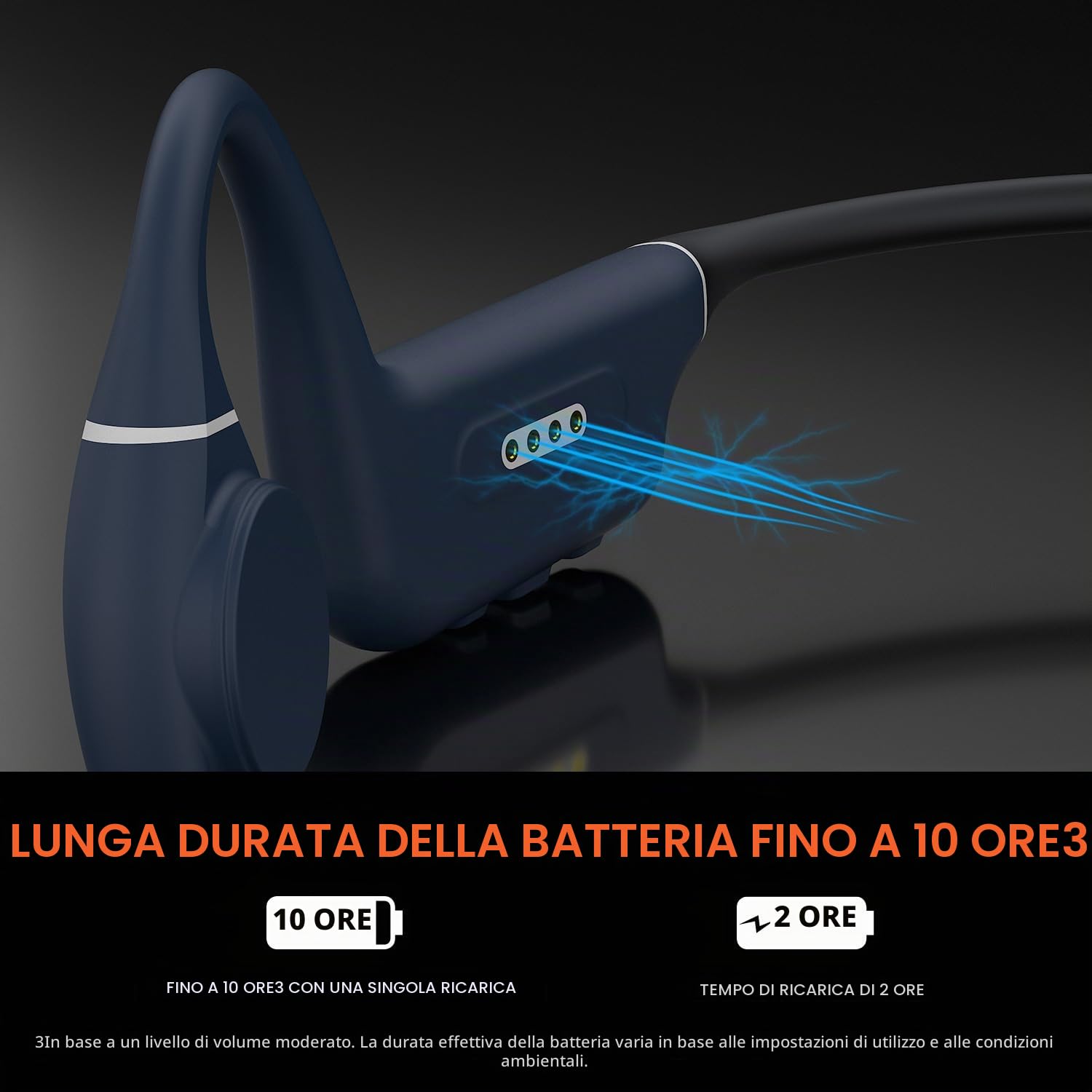CREATIVE Outlier Free Pro+ Cuffie wireless impermeabili a conduzione ossea, MP3 da integrato, microfono integrato (Blu e arancione)