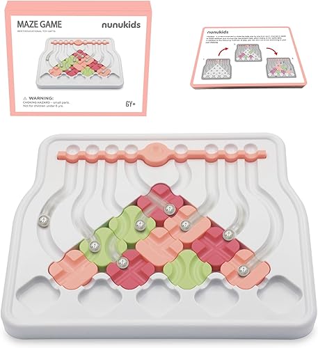nunukids Rompecabezas de circuito de mármol, emocionante juguete de laberinto para niños, divertidos rompecabezas para niños de 6 años en adelante