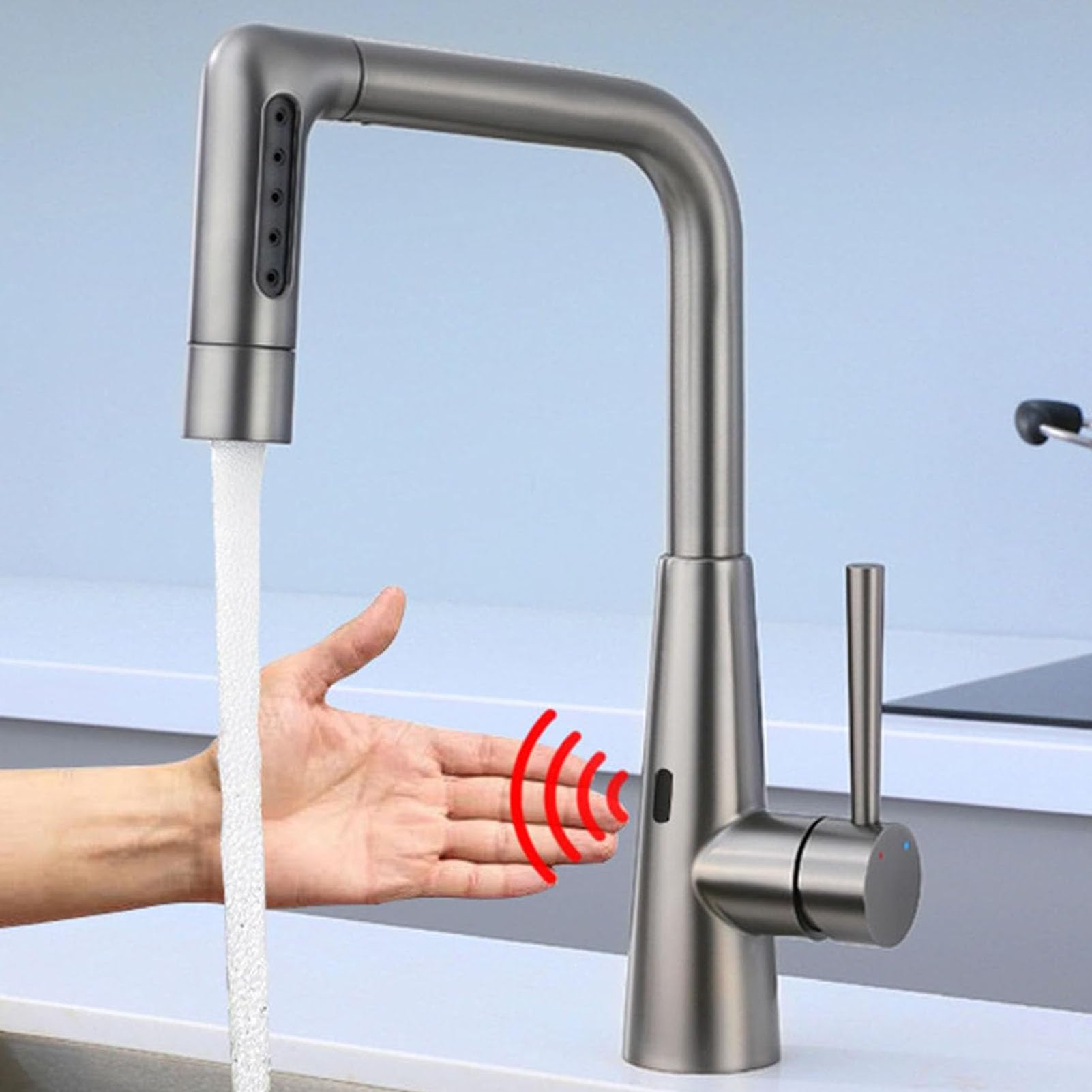 HADECOLL Touchless Kitchen Faucet With Smart Mot Sensor Pullown Sprayer Handsfreeesign Stainless Steel Single Hole Easy Installat Modern Kitchen Upgrade