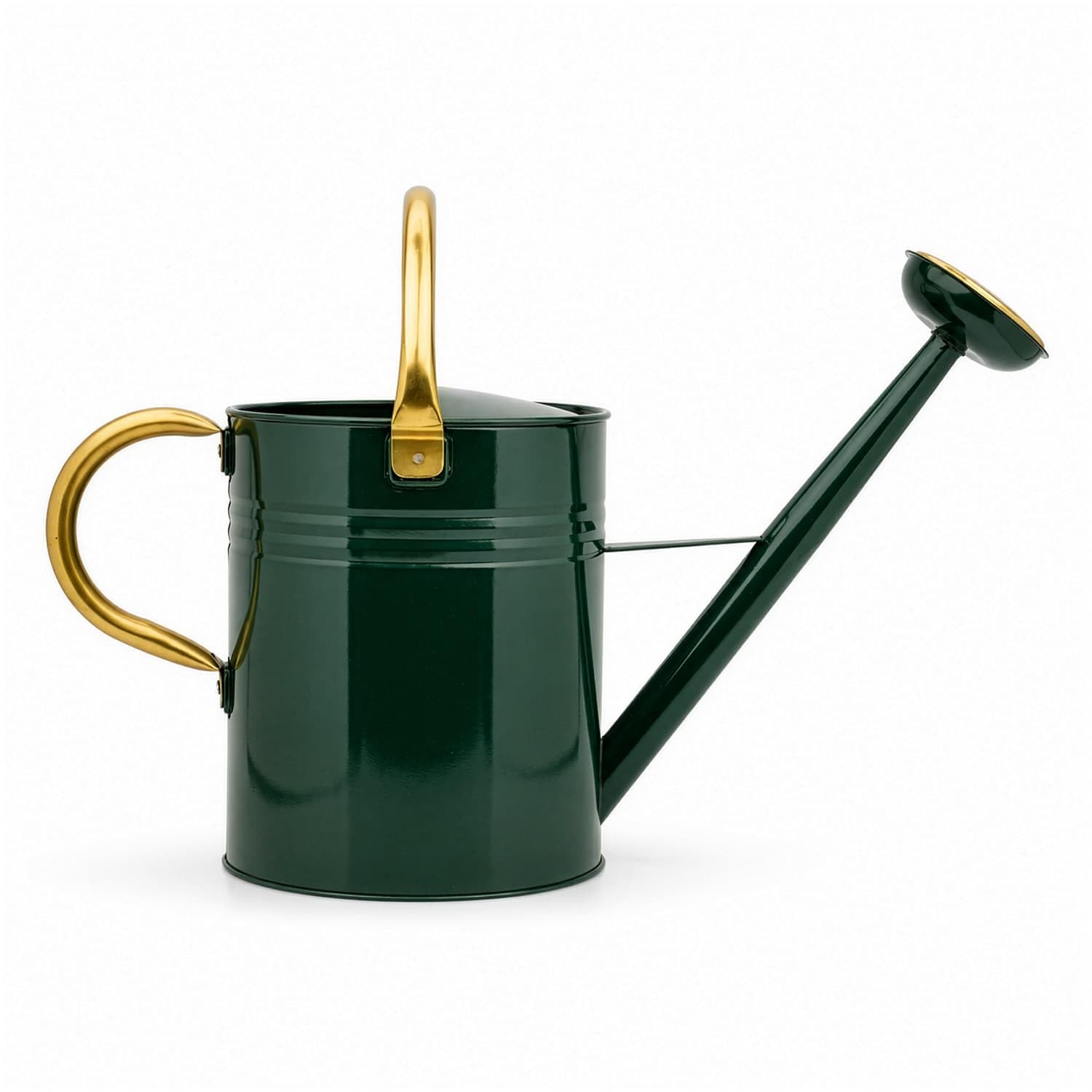 CKB LTD Annaffiatoio da esterno, grande, 9,5 l, in acciaio zincato di colore verde scuro, con rosa rimovibile e manico regolabile per grandi piccoli giardini, fiori e piante, resistente