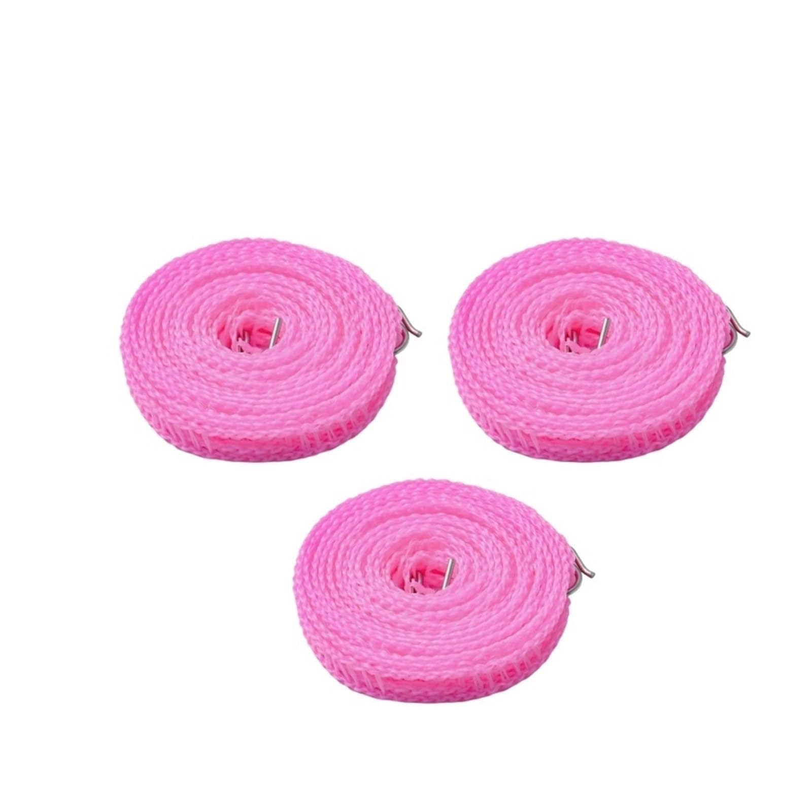 FCfpxwtz Laundry Drying line, Outdoor Clothesline Nylon Non-Slip Laundry Line Windproof Travel Multicolor(36115-pink-5m-3pcs)