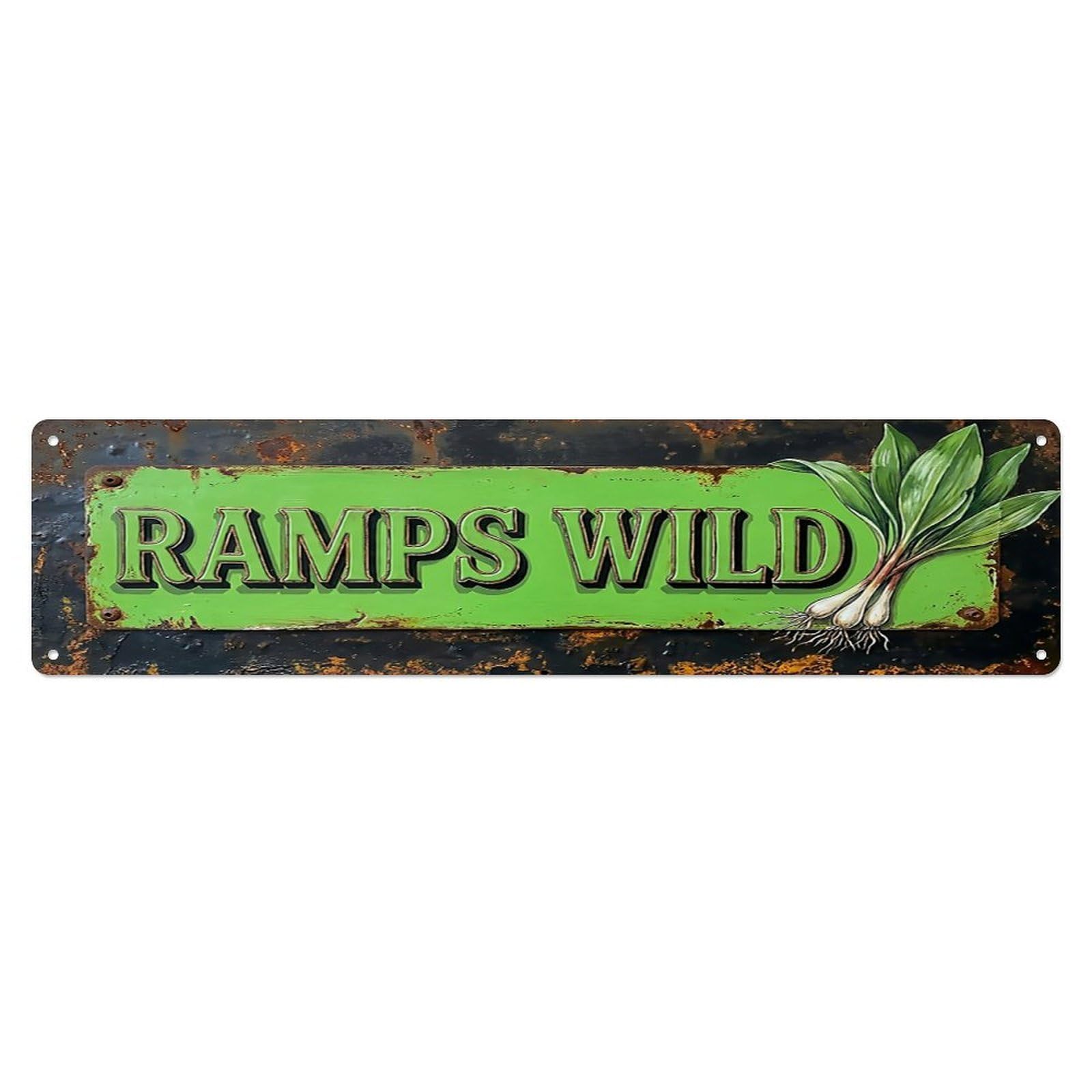 Vintage Ramps Wild Leeks Farmhouse Metal Tin Sign