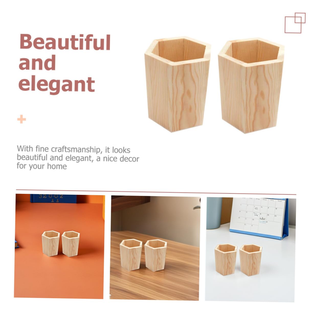 DOITOOL 10 Piezas Portalápices de Madera para Suculentas y Organizador de Escritorio Multifuncional Soporte para Pinceles y Bolígrafos Decoración Elegante para Oficina y Papelería