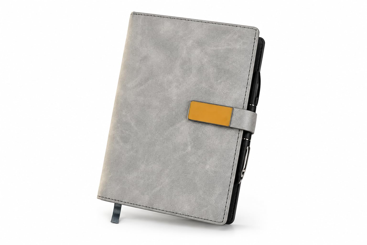 Cubic Notizbuch A5 Hardcover Leinen (Grau) | Premium Tagebuch mit Stahlknopfverschluss | Stilvolles und langlebiges Schreibbuch für Büro, Schule und Gebrauch