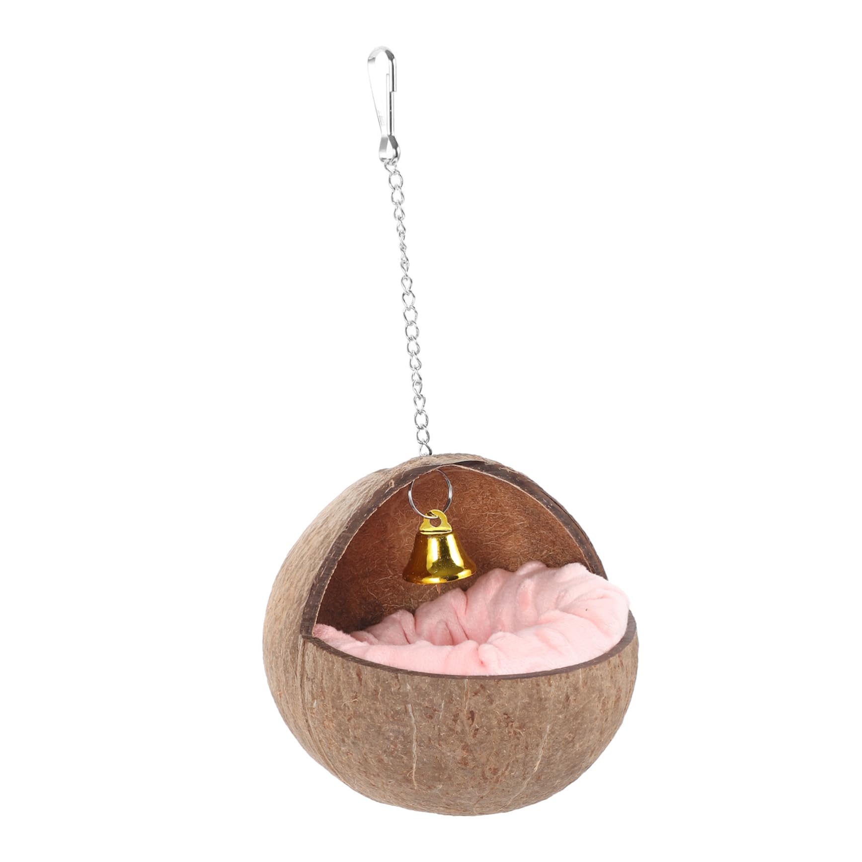 POPETPOP Natural Coconuts Shell Bird Nest with Warm Pad Suspended Parrot House for Birds Durable Wear Resistant for Indoor Outdoor Use Easy to Install for Play Sleep