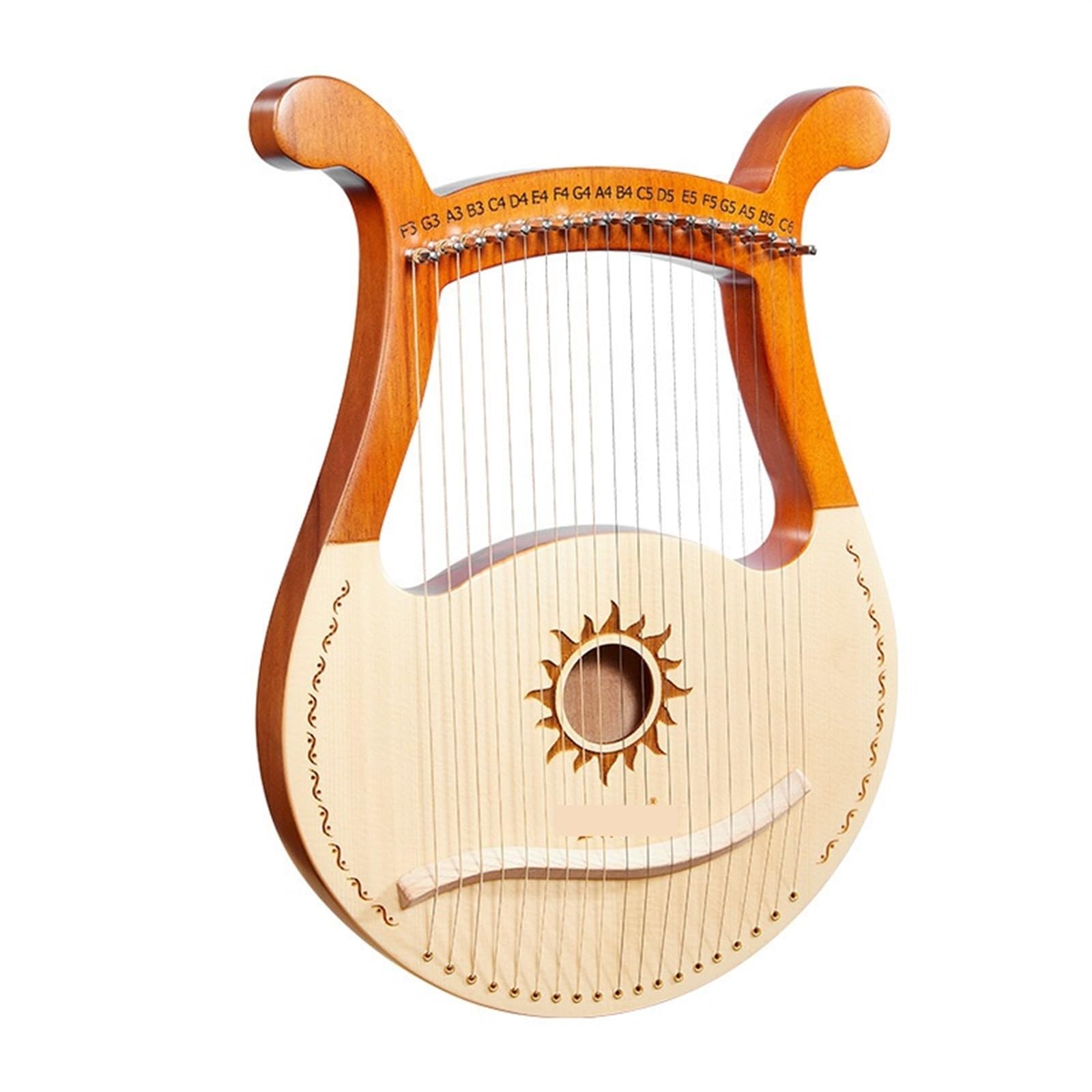 XPJYUA Lyre Harp Lyre 19 Strings Lyre Harp Piano Lyre Harp 19 Strings Mahogany Musical Instrument With Spare String Storage Bag For Beginners(Light Wood)