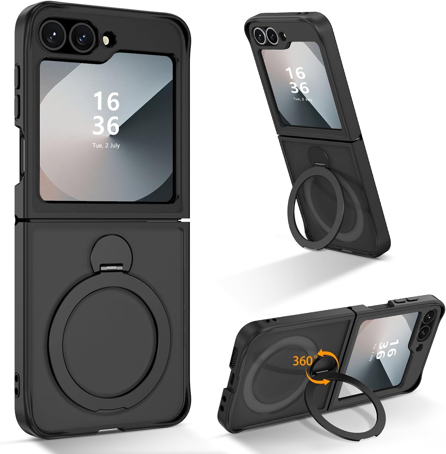 Coque galaxy z flip 6 – YINLAI Coque pour Samsung Z Flip 5/Samsung Z Flip 6 avec Support, Magnétique Compatible avec MagSafe, Translucide Mat Antichoc Anti-Rayures Coque pour Samsung Galaxy Z Flip5/Z Flip6 5G 6,7&Prime;, Noir