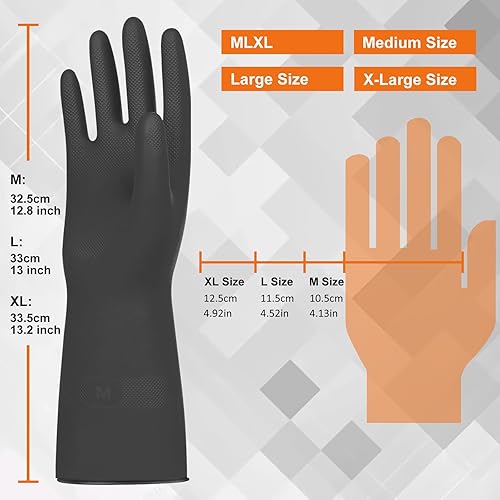 Miniatura 2 de Beieverluck 10 pares de guantes resistentes a productos químicos guantes grandes de goma para limpieza guantes de trabajo pesado para lavar platos
