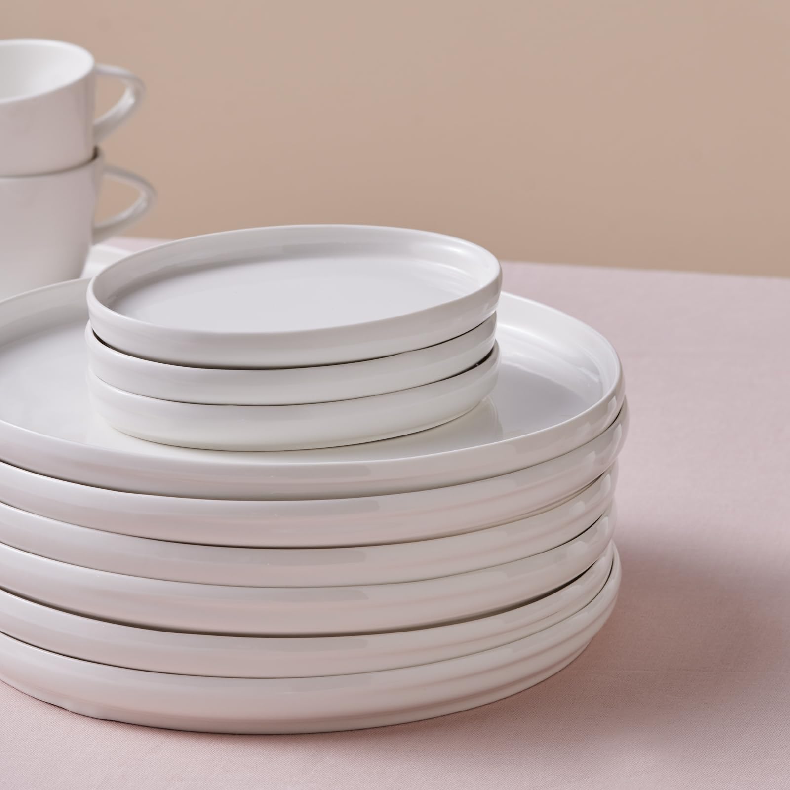 KARACA Stream Bone Sunset 34-teiliges Frühstücksset - Elegantes Bone China Geschirr mit warmen Sonnenuntergangstönen