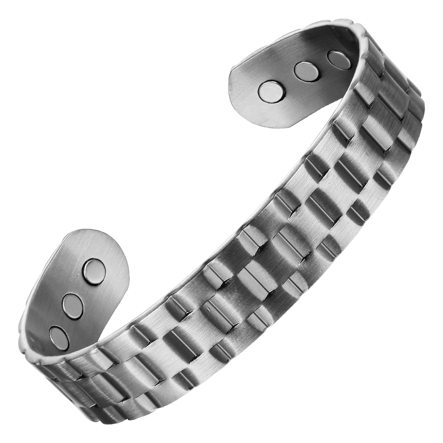 MagEnergy Copper Bracelet for Men, 99.9% Pure Copper Bracelet for Men with 6pcs 3500 Gauss Magnets, Adjustable Bracelets Jewelry Gift(Silver)