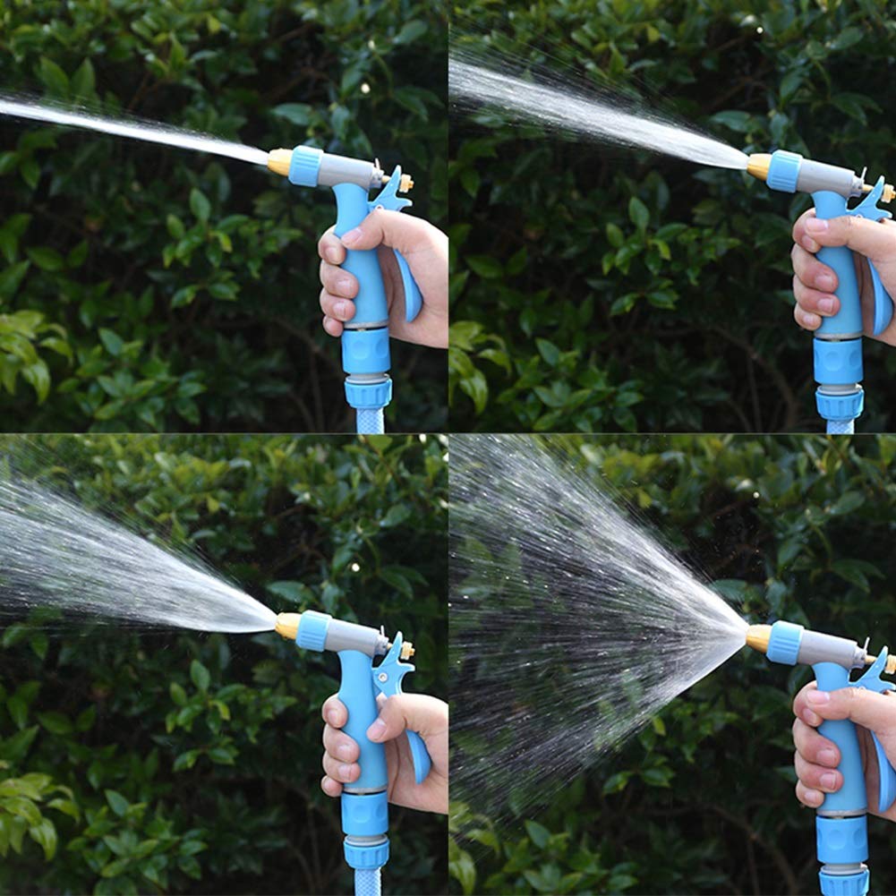 Pistola pulverizadora de manguera de jardín, boquilla de pulverización de agua de aleación resistente, espiral 4 patrones de riego ajustables (traje de 30 m)