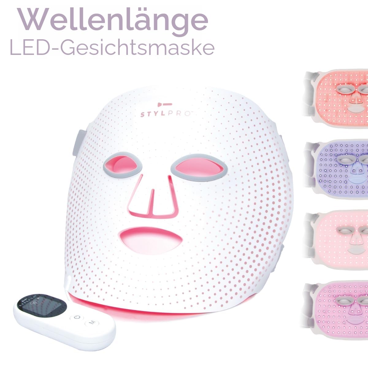STYPRO Wellenlängen-LED-Gesichtsmaske, Multi-Modus-Hautpflege mit rotem, blauem, nahem Infrarot-Licht für Falten, Hautunreinheiten, flexibel, wiederaufladbar, benutzerfreundlich, entworfen in
