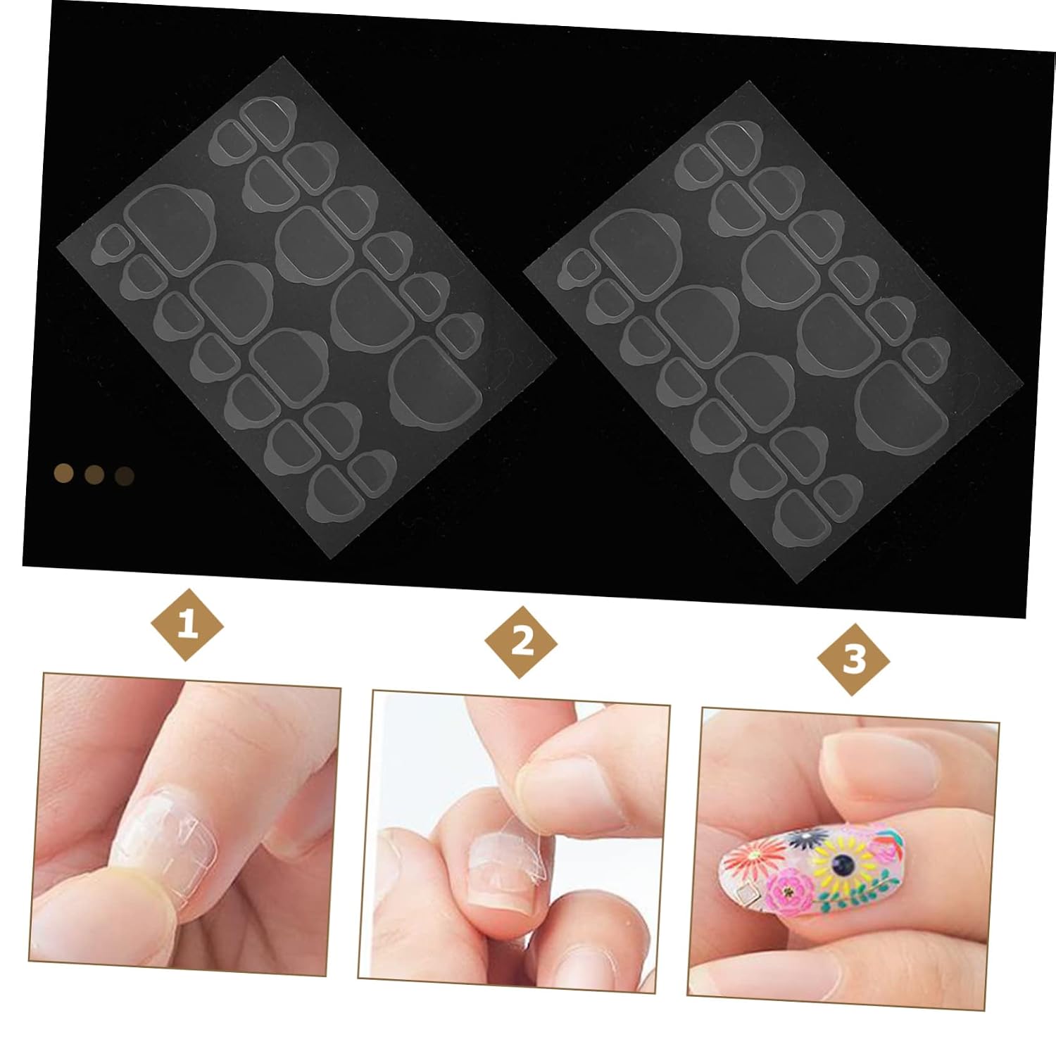 VICASKY 20sheets Jelly Adhesive Nail Glue Sticker for False Nail Tips Transparent Double-Sided Tabs for Easy Application for Professional and Home Use