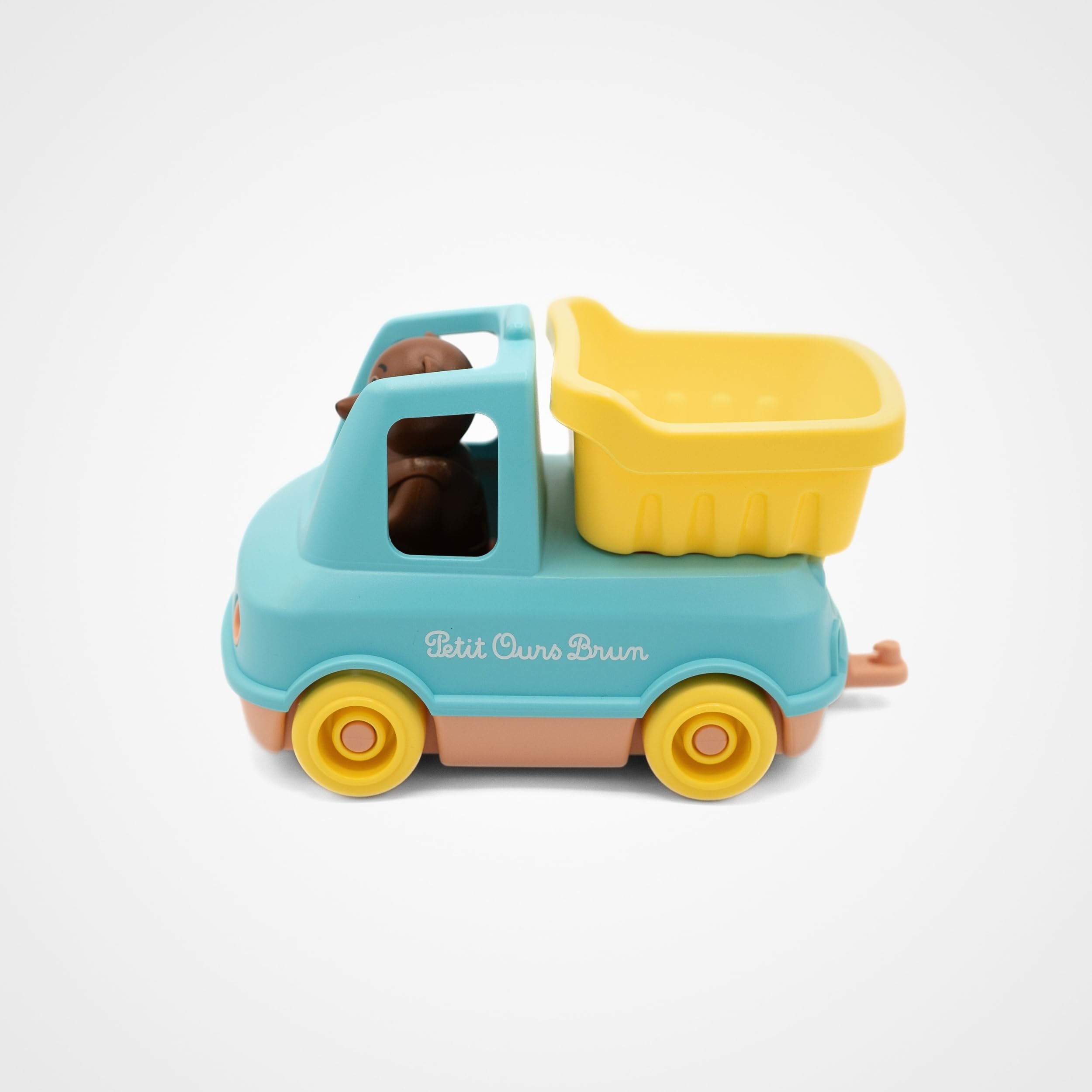 Simple x Petit Ours Brun, Small Brown Bear Dump Truck, Vehicle with Ladder, Early Learning Toy, Eco-Friendly