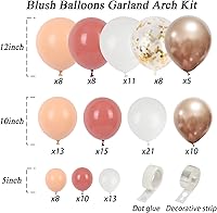 Vista 2 de RUBFAC 130pcs Blush Pink Balloon Garland Arch Kit, Dusty Pink Peach Rose Gold White Balloon Garland Kit for Party Birthday Girl Baby Shower Boho