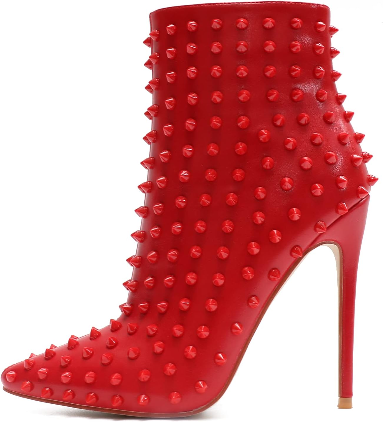 COLETER Women's Studded Ankle Boots Pointed Toe Stiletto Warm Dress Booties