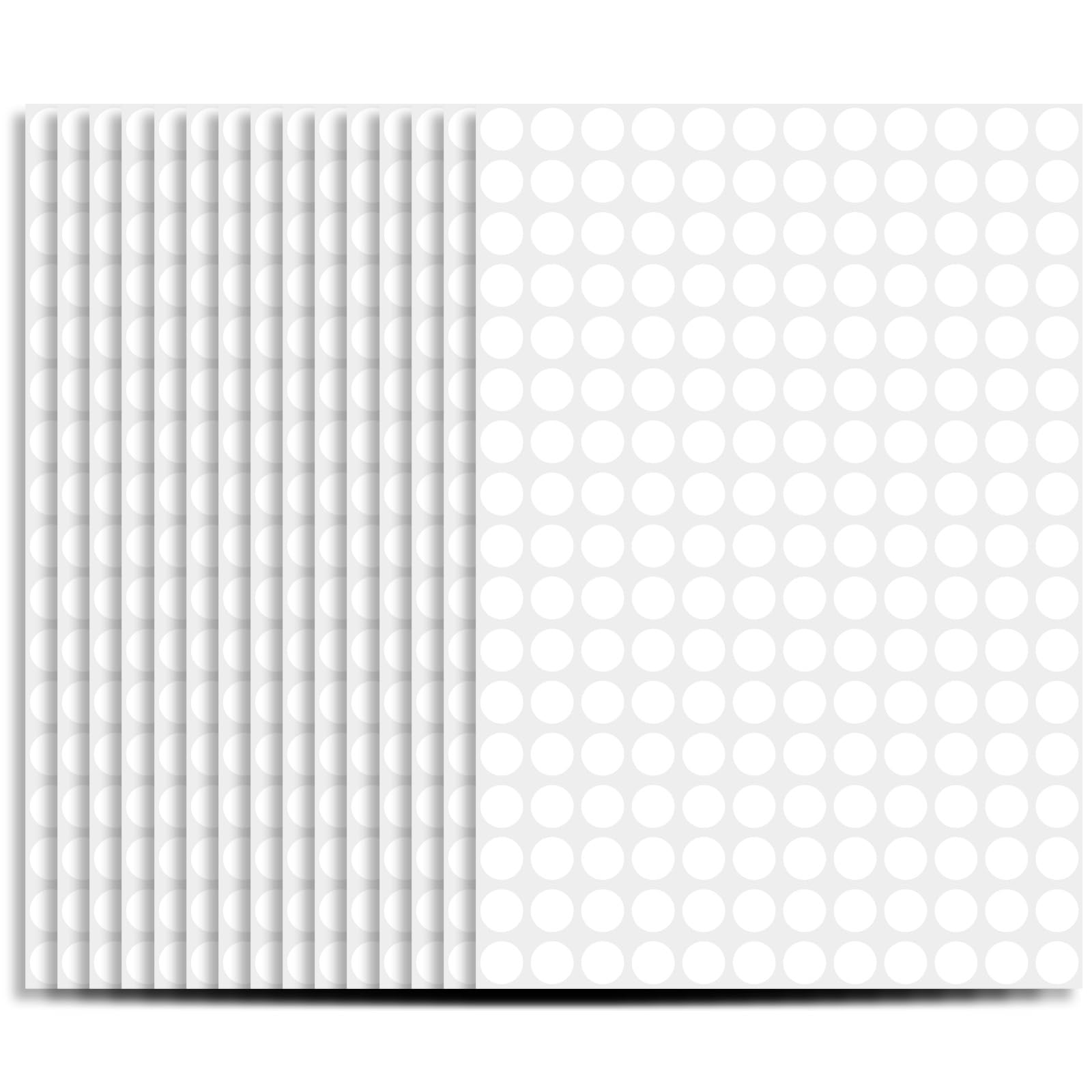 3060Pack 15 Sheets 10mm Coloured Dot Stickers Sticky Labels (White)