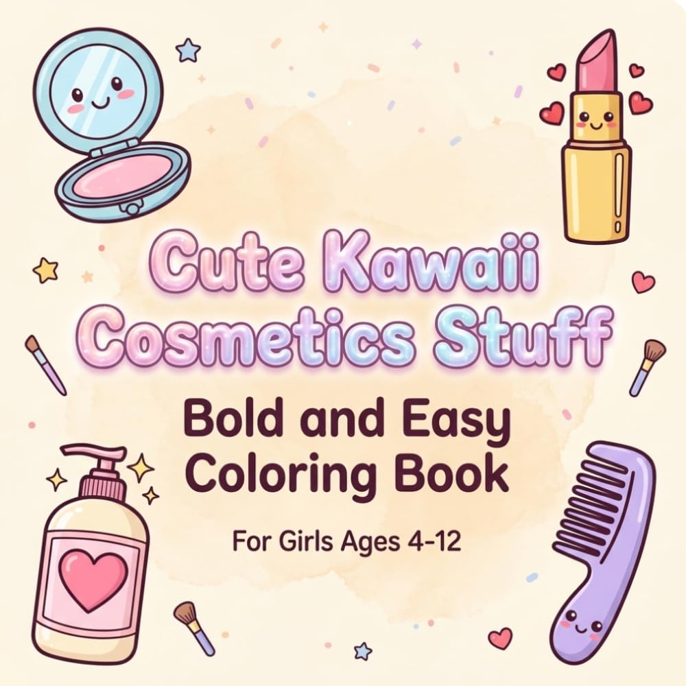 Pretty & Cute Beauty Coloring Book for Kids: Cute Bold and Easy Beauty-Themed Coloring Pages for Kids Ages 4-12