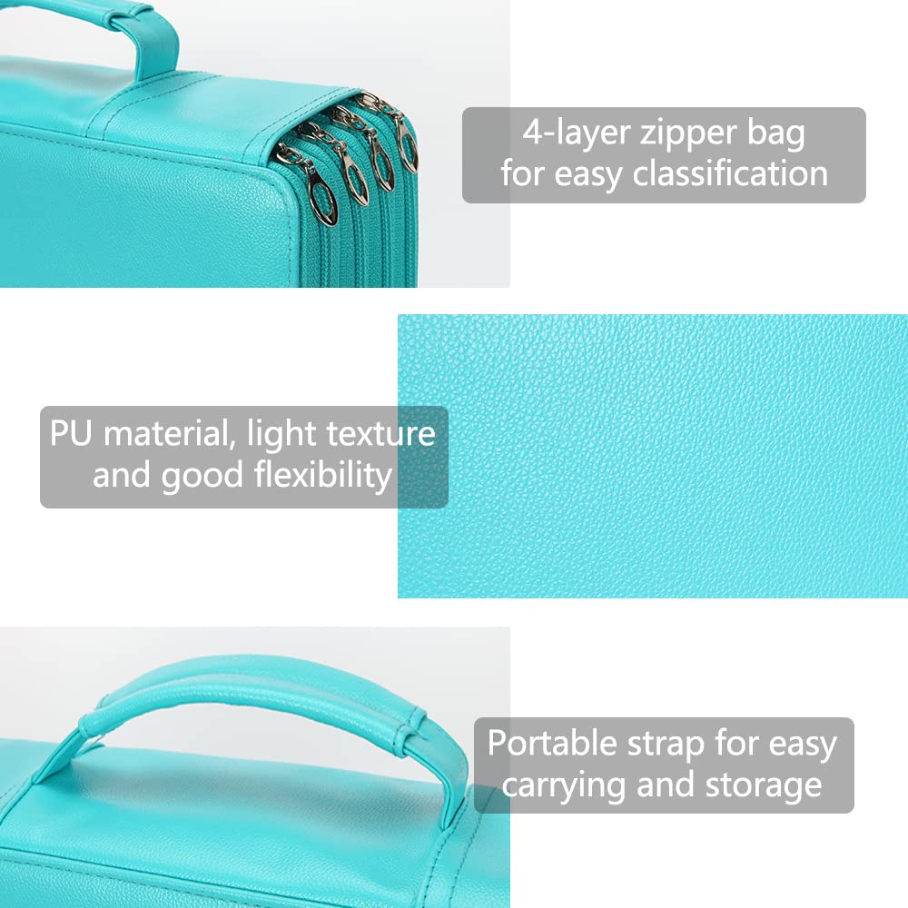 Trousse à crayons de couleur – 300 emplacements avec fermeture éclair en tissu sergé de grande capacité (vert, 300 emplacements)